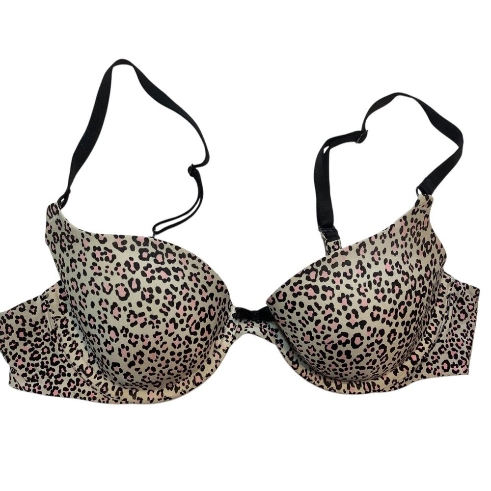 Victoria's Secret Leopard Print Push-Up Bra Size 34B Adjustable Straps Underwire